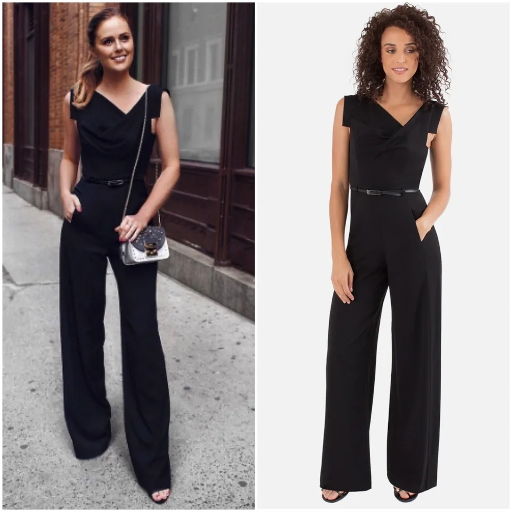 BLACK HALO Jackie O Wide Leg Black Jumpsuit